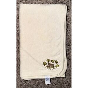 Vintage Gymboree Happy Camper Tan Blanket Bear Fishing Compass Reversible 2001